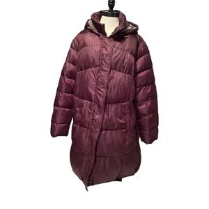 BIG CHILL Plus Size Plum Long Hooded‎ Puffer Coat Jacket – Size 2X